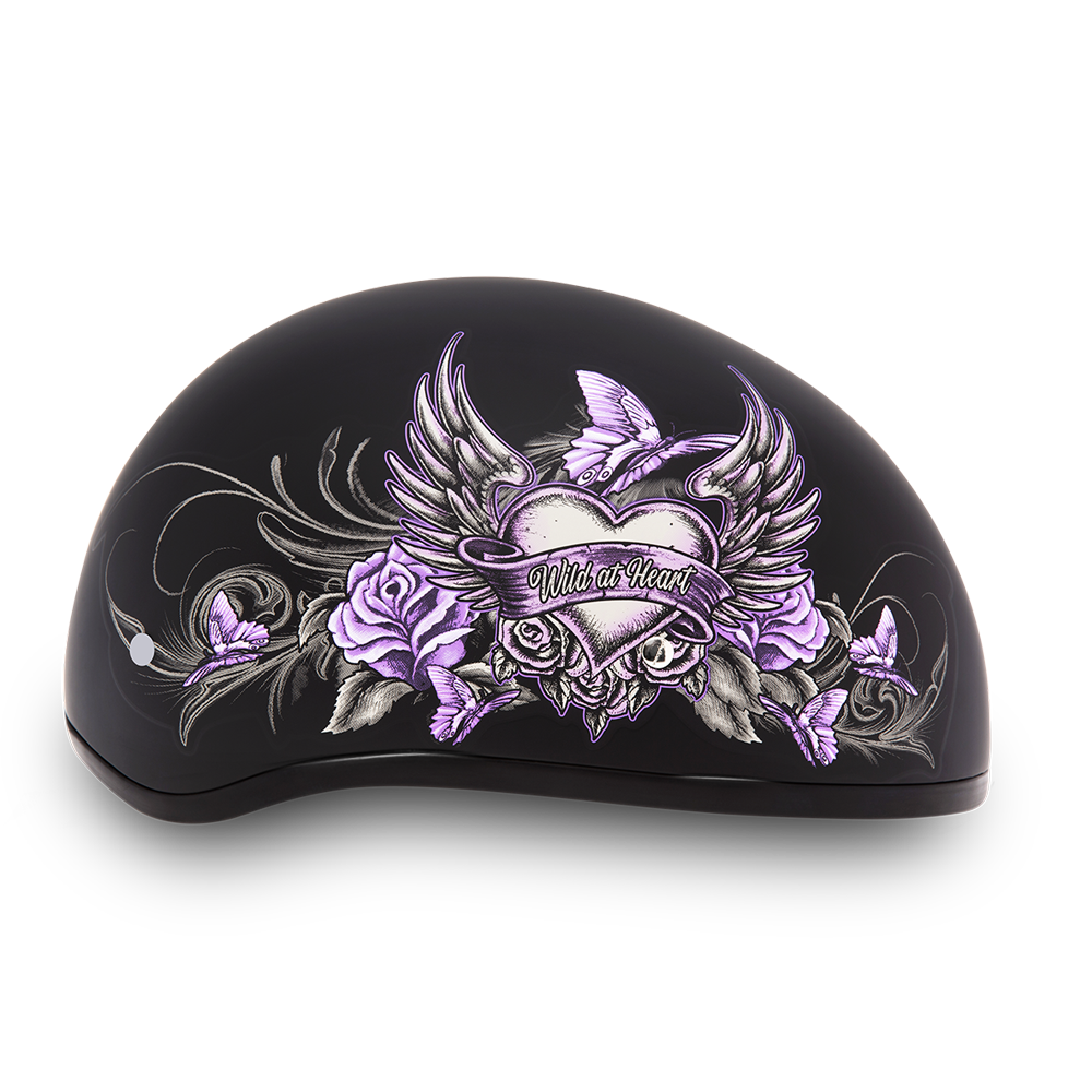 DOT Motorcycle Helmet - Purple Wild At Heart - Shorty - D6-WH-DH