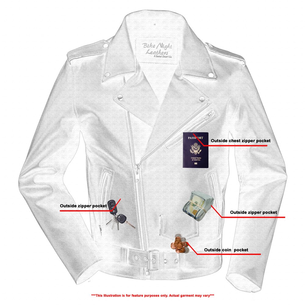 Leather Motorcycle Jacket - Men's - Police - Up To 10XL - DS710-DS