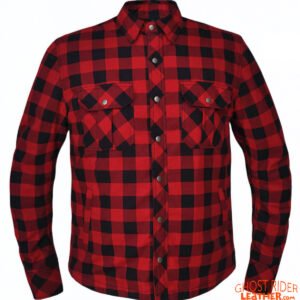 Flannel Motorcycle Shirt - Men's - Red and Black - Armor - Up To Size 8XL - TW136-07-UN