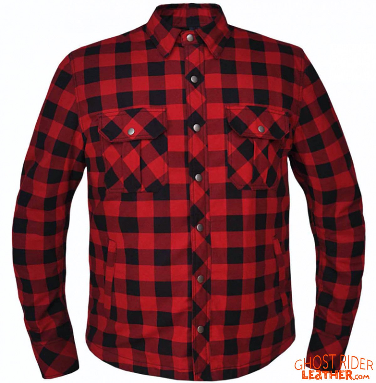 Flannel Motorcycle Shirt - Men's - Red and Black - Armor - Up To Size 8XL - TW136-07-UN