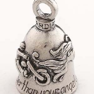 Motorcycle Guardian Bell® - Made In USA - Never Ride Faster Than Your Angel Can Fly - Pewter - GB-NEVER-RIDE-DS