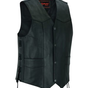Leather Motorcycle Vest - Men's - Gun Pockets - Up To 9XL - DS111-DS