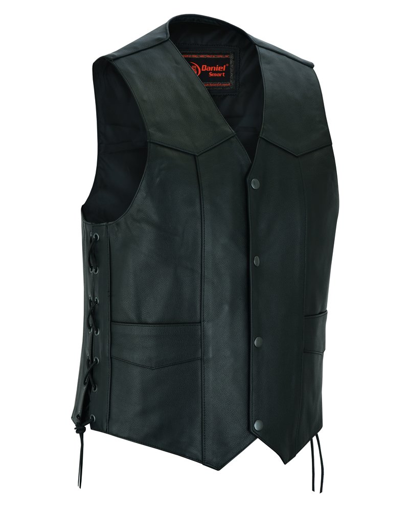 Leather Motorcycle Vest - Men's - Gun Pockets - Up To 9XL - DS111-DS