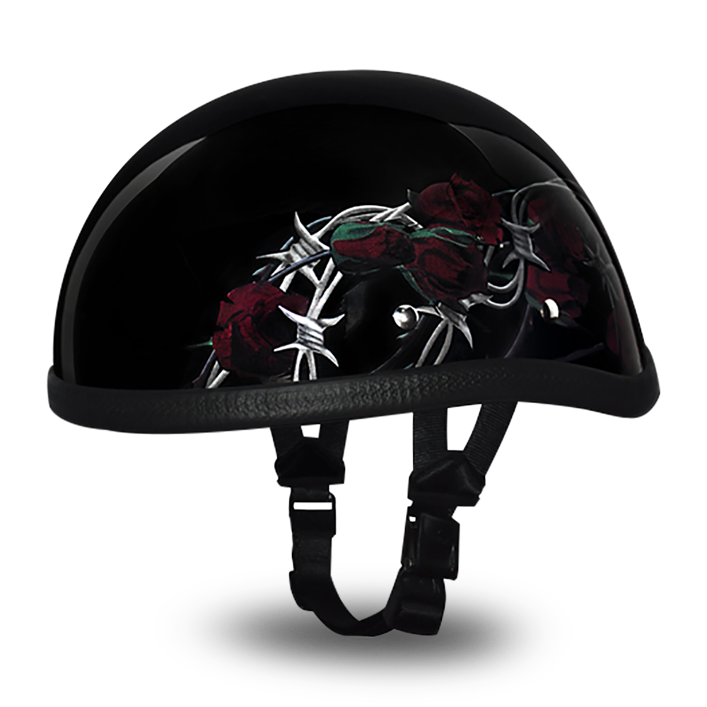Novelty Motorcycle Helmet - Barbed Roses - Eagle Shorty - 6002BRO-DH Size Chart