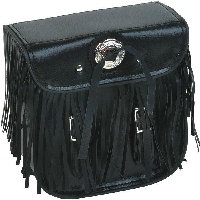 Motorcycle Leather Sissy Bar Bag with Fringe For Motorcycle Storage - SKU SB5004-LEATHER-DL