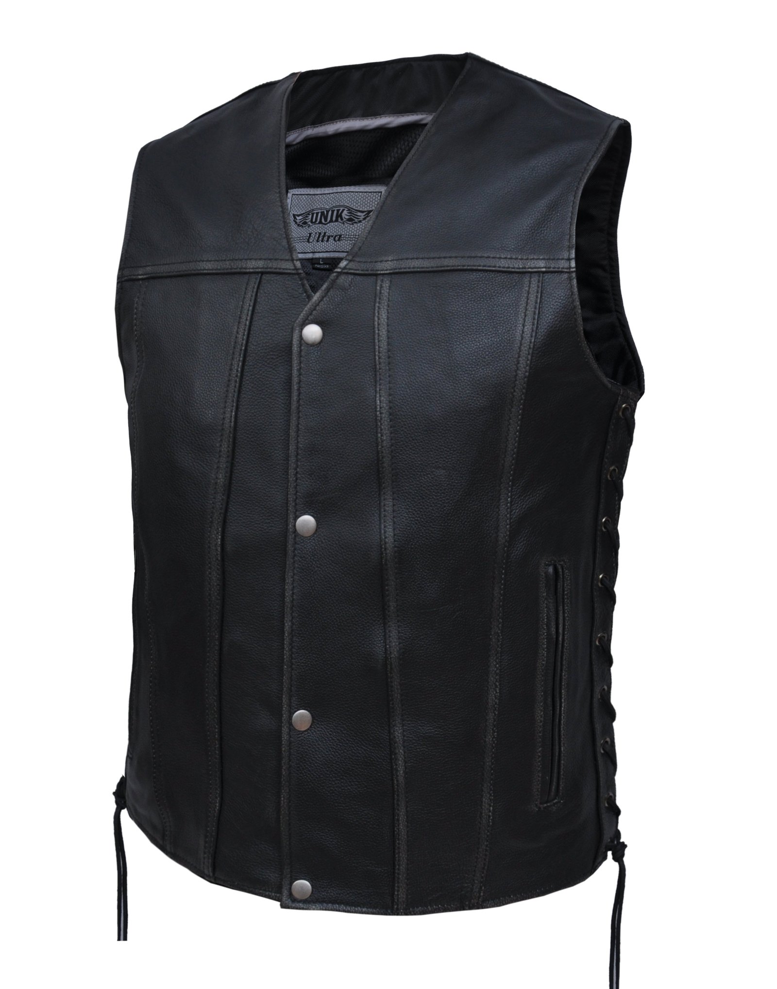 Leather Motorcycle Vest - Men's - Durango Gray - 2611-AGR-UN