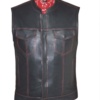 Leather Motorcycle Vest - Men's - Up To 8XL - Red Paisley Liner - 6665-01-UN