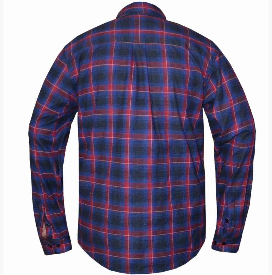 Flannel Motorcycle Shirt - Men's - Blue Red Plaid - Up To Size 5XL -TW207-00-UN