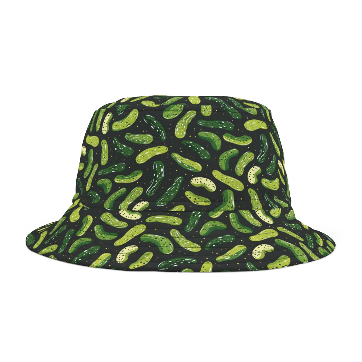 Pickle Pattern - Green on Black - Pickles Print - Biker Bucket Hat