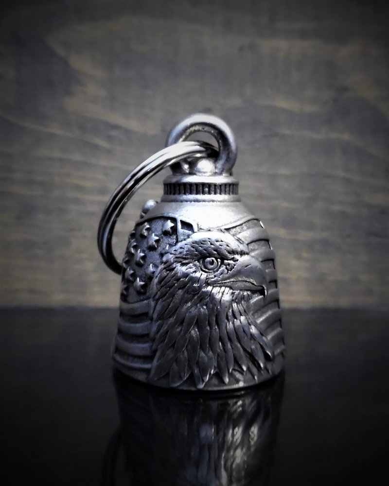 Eagle With USA Flag - Pewter - Motorcycle Ride Bell - Made In USA - SKU BB23-DS