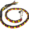 Get Back Whip - Black Yellow and Red Leather - 42" Long - Motorcycle Accessories - GBW19-11-DL