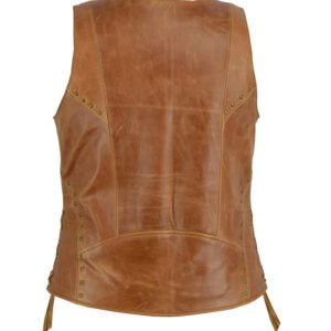 Women's Ultra Soft Brown Leather Vest - Lacing Design - SKU DS236-DS