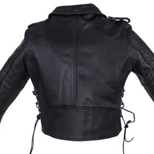 Leather Motorcycle Jacket - Kid's - Teen's - Side Laces - KD344-TEEN-DL