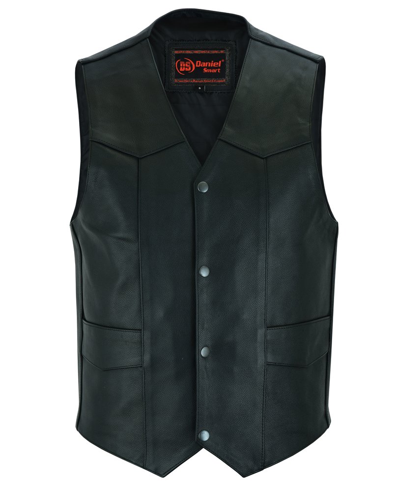 Leather Motorcycle Vest - Men's - Gun Pockets - Up To 9XL - DS110-DS