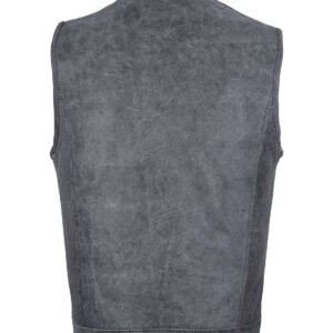 Gray Leather Motorcycle Vest - Men's - Club Style - Up To 64 - MR-MV7320-ZIP-16-DL