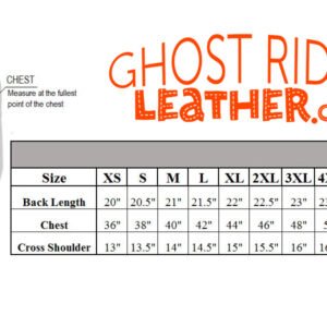 Leather Vest - Women's - Concealed Gun Pockets - Grommets - LV8500-07-DL Size Chart