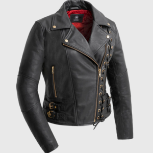 Leather Motorcycle Jacket - Women's - Lace Design - Gisele - WBL1726-FM