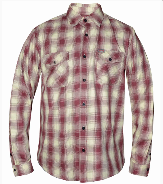 Flannel Motorcycle Shirt - Men's - Up To Size 5XL - Red White Plaid - TW209-00-UN