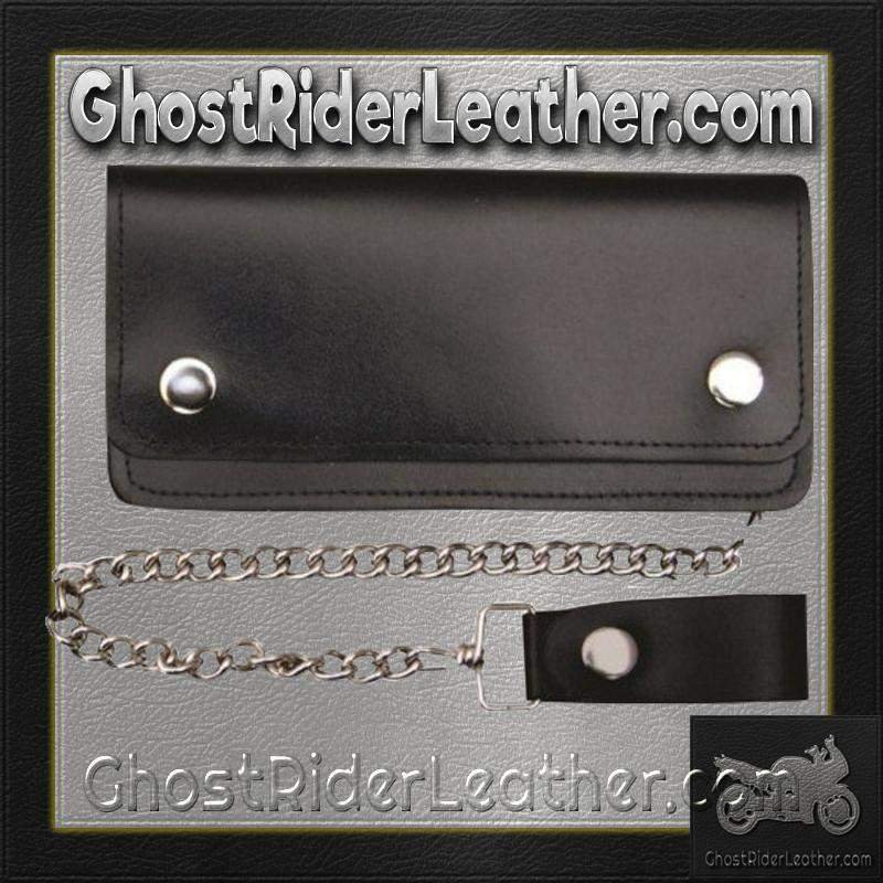 Leather Chain Wallet - 8 Inch Bifold - Black - AL3202-AL