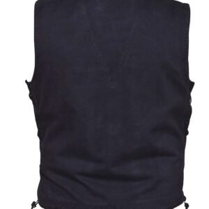 Men's Black Denim Vest With Side Laces - SKU DM2611-BK-UN