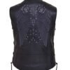 Leather Motorcycle Vest - Women's - Reflective Wings Design - 6879-RF-UN