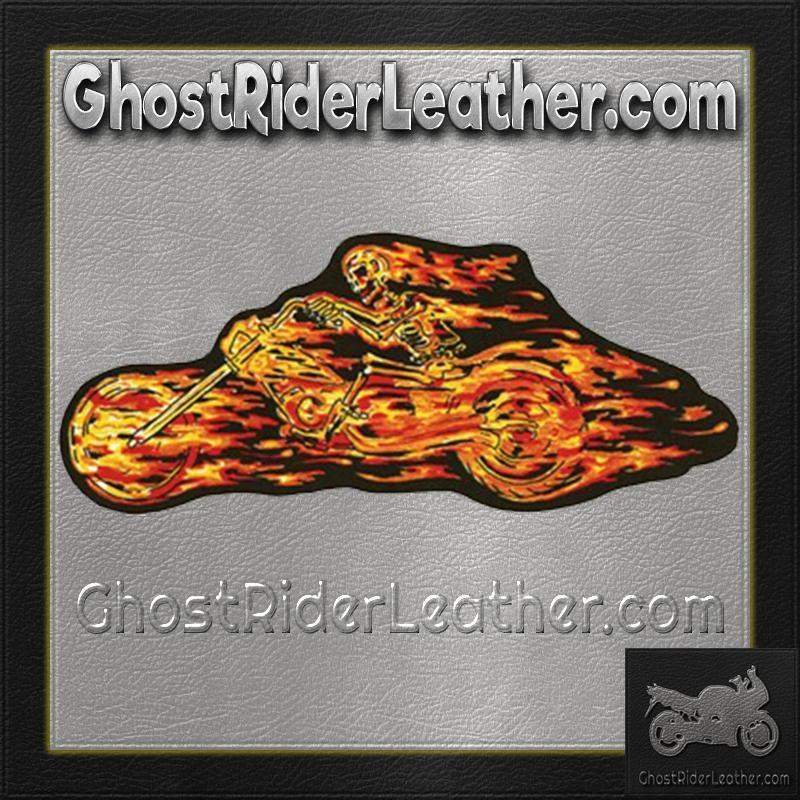 Flaming Skull Skeleton Flames Rider Patch / SKU GRL-PAT-A49-DL