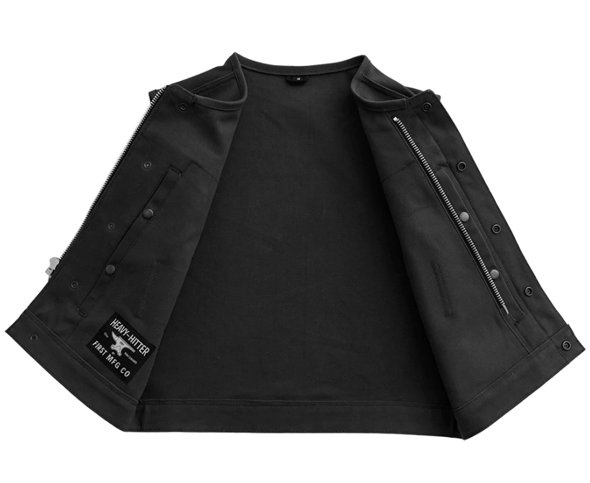 Canvas Motorcycle Vest - Men's - Black - Up To 5XL - Lowside - FIM659CNV-BLK-FM