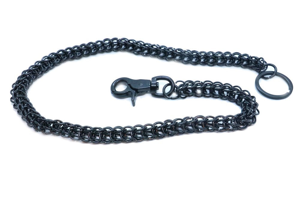 27" - Wallet Chain - Black Coated - Key Chain Leash - Chain Link - WC17613-DS