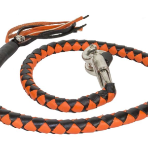 Get Back Whip in Black and Orange Leather - 42 Inches - Motorcycle Accessories -  GBW9-11-DL