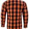 Flannel Motorcycle Shirt - Men's - Armor Pockets - Gun Pockets - Up To Size 5XL - Orange Black Plaid - DS4675-DS