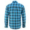 Flannel Motorcycle Shirt - Men's - Up To Size 5XL - Blue and Shaded Black Plaid - DS4683-DS