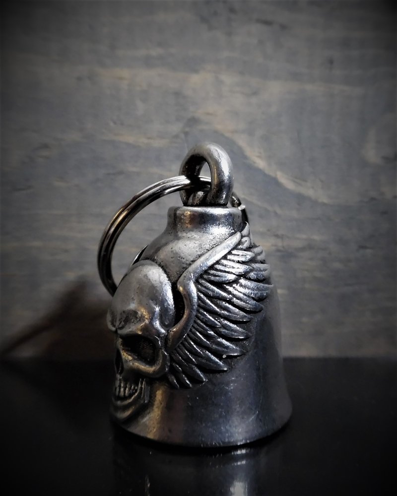 Skull Up Wings - Pewter - Motorcycle Ride Bell - Made In USA - SKU BB60-DS