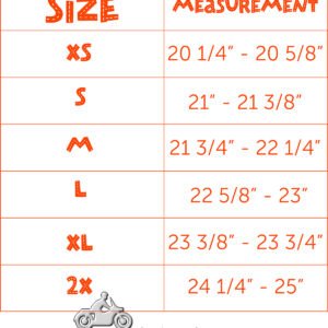 Novelty Motorcycle Helmet - Smokey Gold Skull Boneyard - Shorty - H6401-SMOKEY-DL Size Chart.