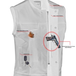 Leather Motorcycle Vest - Men's - Gun Pockets - Up To 12XL - Big and Tall - DS189A-DS