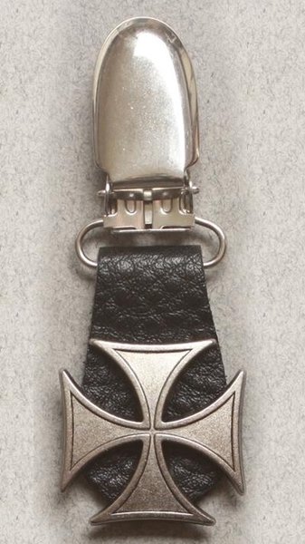 Pair of Biker Boot Clips - Iron Cross - Black and Silver - Motorcycle - J122-8-DS