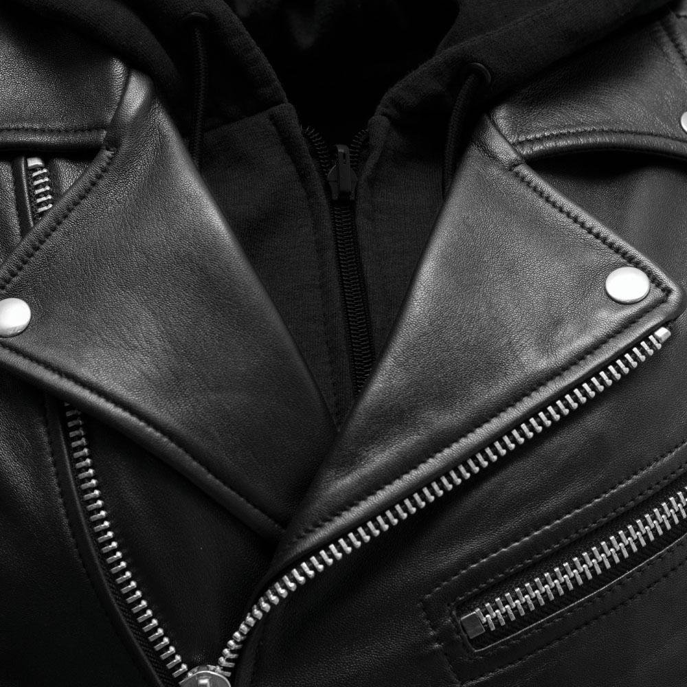 Ryman - Women's Leather Biker Jacket With Removable Hoodie Sweatshirt - SKU FIL185SDMZ-FM