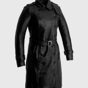 Black Leather Trench Coat - Women's - Olivia - WBL3071-FM