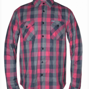 Flannel Motorcycle Shirt - Men's - Up To Size 5XL - Pink Gray Plaid - TW210-00-UN