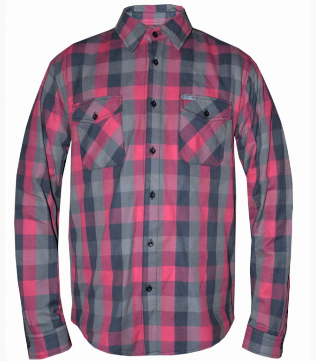 Flannel Motorcycle Shirt - Men's - Up To Size 5XL - Pink Gray Plaid - TW210-00-UN