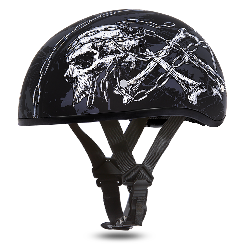 DOT Motorcycle Helmet - Skull - Chains - Shorty - D6-SC-DH