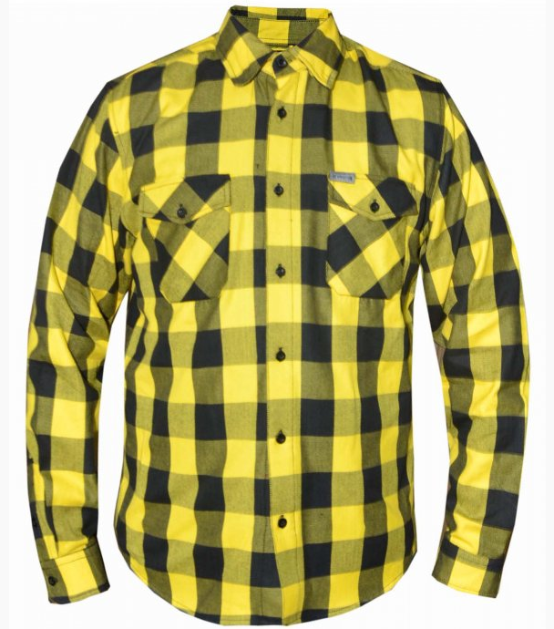 Flannel Motorcycle Shirt - Men's - Up To Size 5XL - Yellow Black Plaid - TW205-12-UN