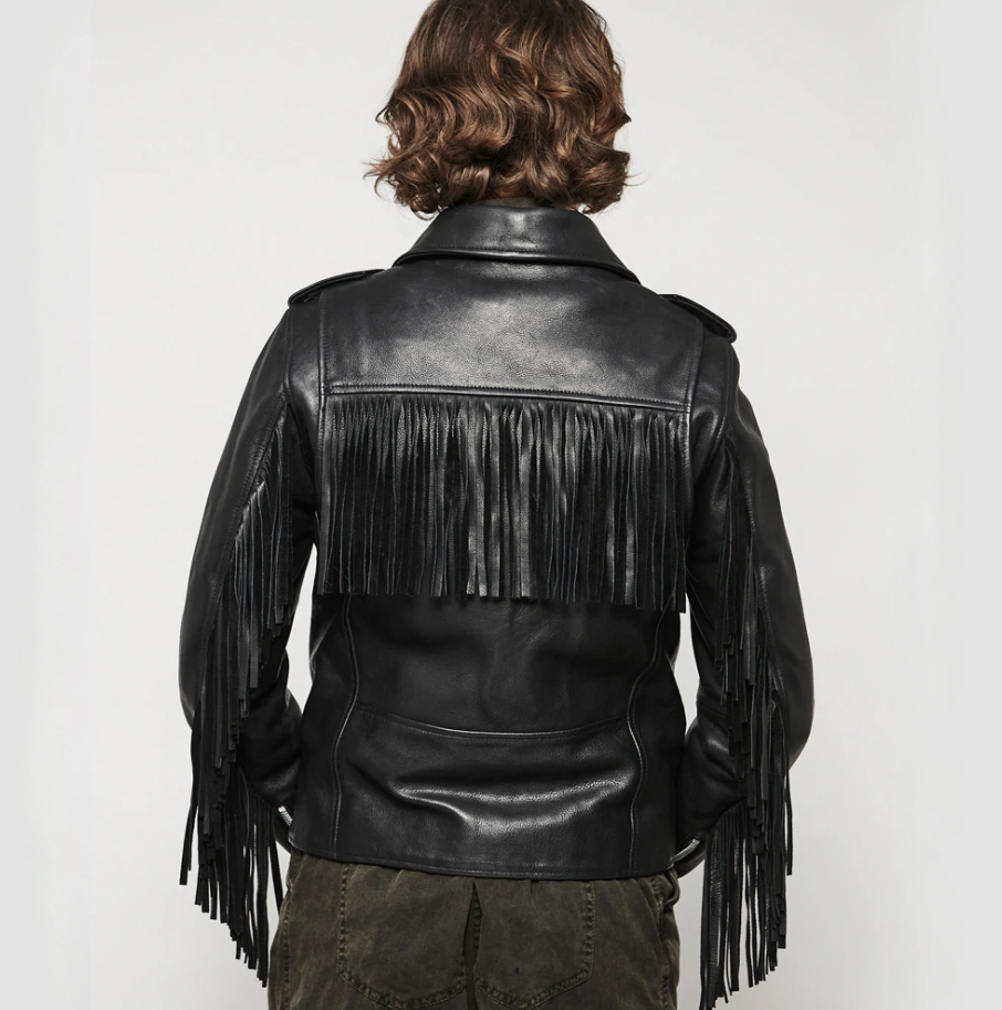 Leather Motorcycle Jacket - Women's - Fringe - Lesley - BH-J06-FM