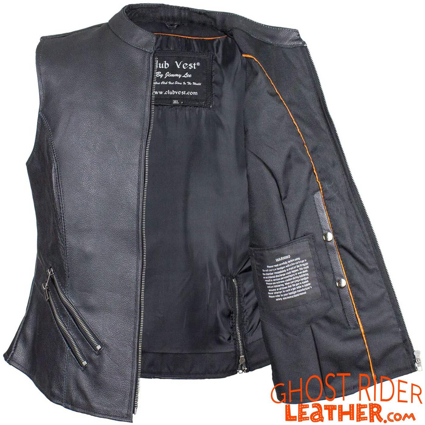 Leather Vest - Women's - Concealed Gun Pockets - Zippers - CL-LV8508-SS-DL