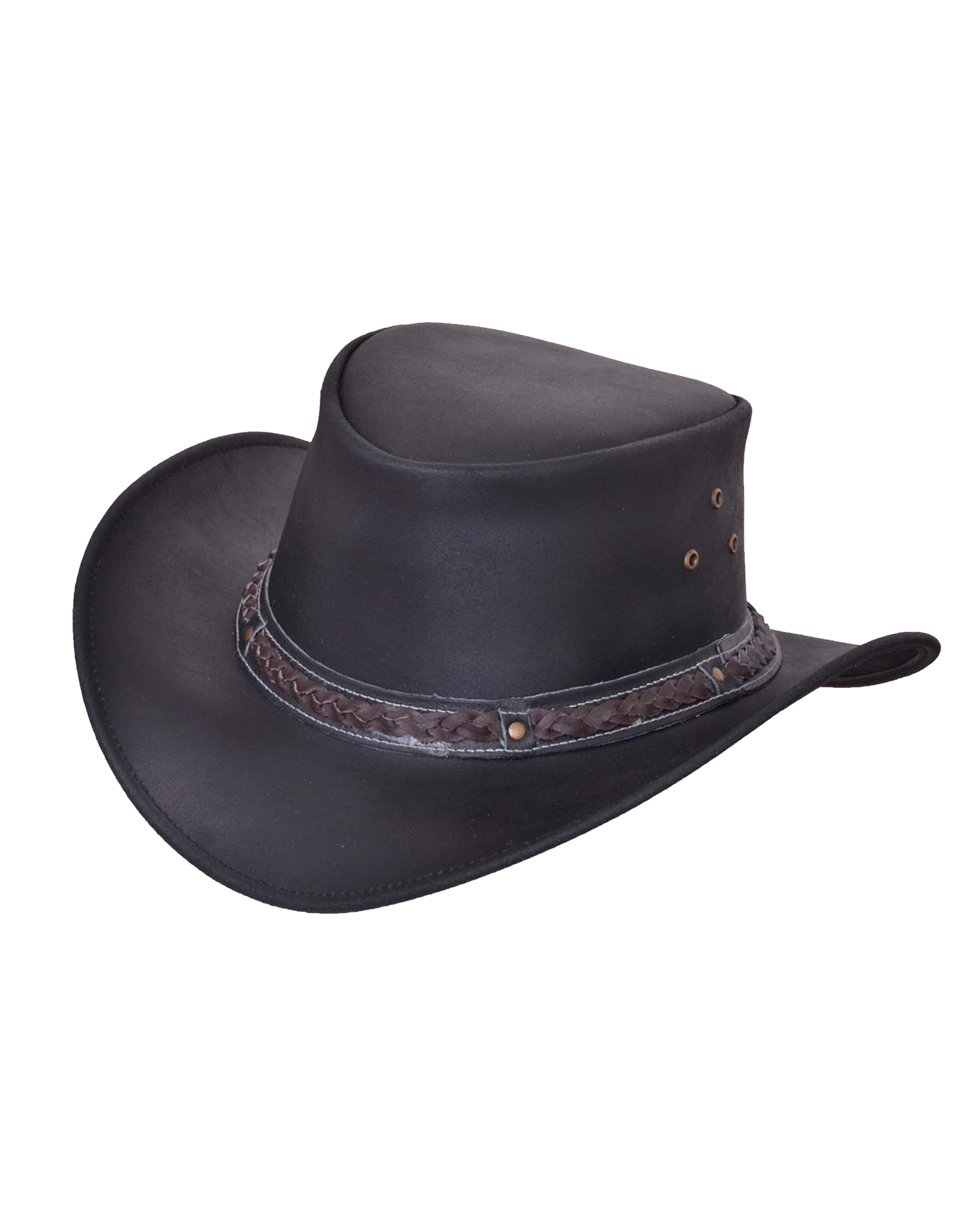 Black Leather Outback Hat - Men's - Premium - 9212.00-UN