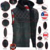 Leather Motorcycle Vest - Men's - Road Edge - USA Flag Liner - Hoodie - Up To 8XL - DS194-DS