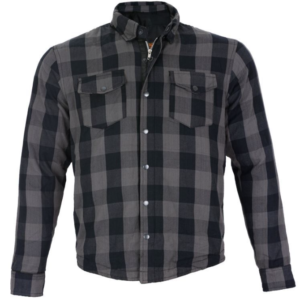 Flannel Motorcycle Shirt - Men's - Armor - Up To Size 5XL - Gray Black Plaid - SHR12-CC-DL