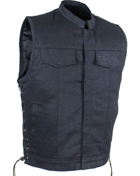 Denim Motorcycle Club Vest - Men's - Up To Size  60 - Big and Tall - CL-MV9320-ZIP-BD-DL