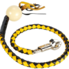 Get Back Whip in Black and Yellow Leather - With White Cue Ball - 42 Inches - Motorcycle Accessories - SKU GBW8-WHITE-BALL-DL