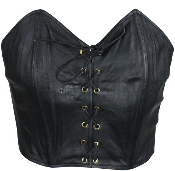 Leather Top - Women's - Black - Laces Front Closure - SK966-DL