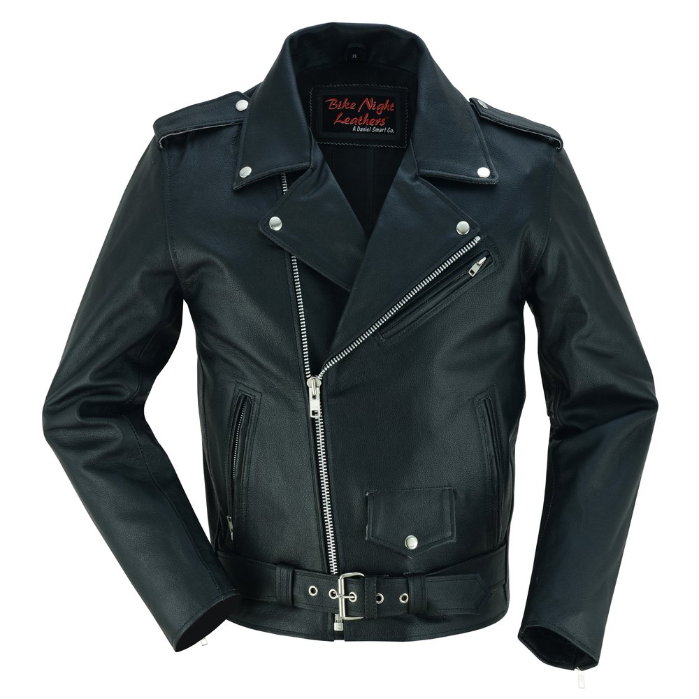 Leather Motorcycle Jacket - Men's - Police - Up To 10XL - DS710-DS